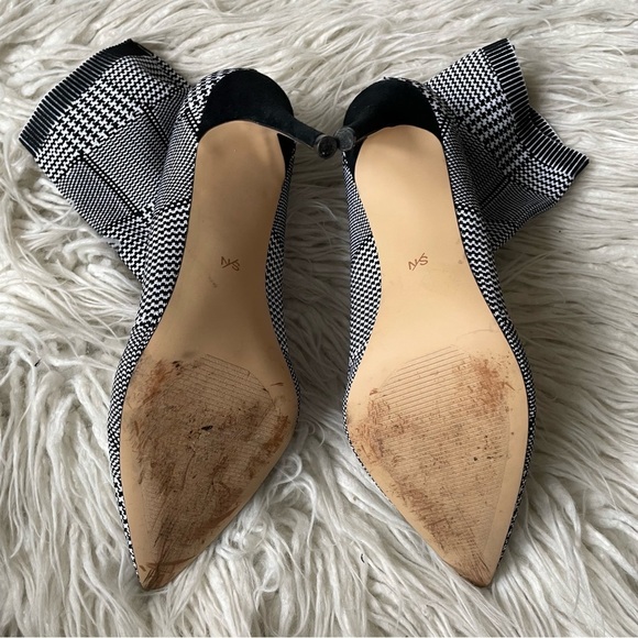 Something Navy Nix Plaid Houndstooth Black White Ankle Sock Booties EUC Size 9 - Picture 9 of 11